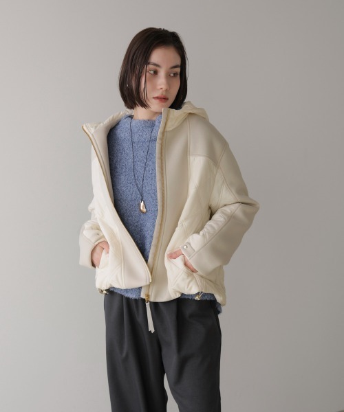 Bou Jeloud（ブージュルード）の「ドッキングフーディブルゾン（ブルゾン・レディース・ブラック/グレイッシュベージュ/アイボリー・38）」の11枚目の写真