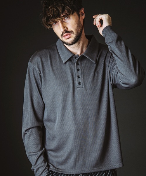 NO ID.(ノーアイディ)の「【NO ID.】Rib Half Zip Big Pullover / テレコ ハーフ ジップ ビッグ プルオーバー(Tシャツ/カットソー・メンズ・ブラック/グレー・ONE SIZE)」の2枚目の写真