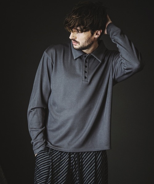 NO ID.(ノーアイディ)の「【NO ID.】Rib Half Zip Big Pullover / テレコ ハーフ ジップ ビッグ プルオーバー(Tシャツ/カットソー・メンズ・ブラック/グレー・ONE SIZE)」の4枚目の写真