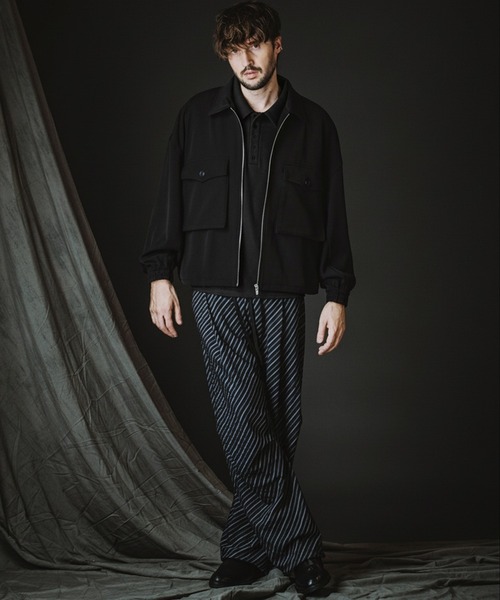 NO ID.(ノーアイディ)の「【NO ID.】Rib Half Zip Big Pullover / テレコ ハーフ ジップ ビッグ プルオーバー(Tシャツ/カットソー・メンズ・ブラック/グレー・ONE SIZE)」の14枚目の写真