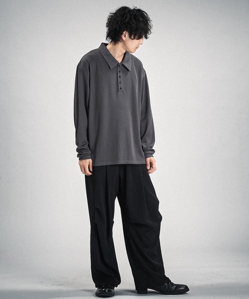 NO ID.(ノーアイディ)の「【NO ID.】Rib Half Zip Big Pullover / テレコ ハーフ ジップ ビッグ プルオーバー(Tシャツ/カットソー・メンズ・ブラック/グレー・ONE SIZE)」の19枚目の写真