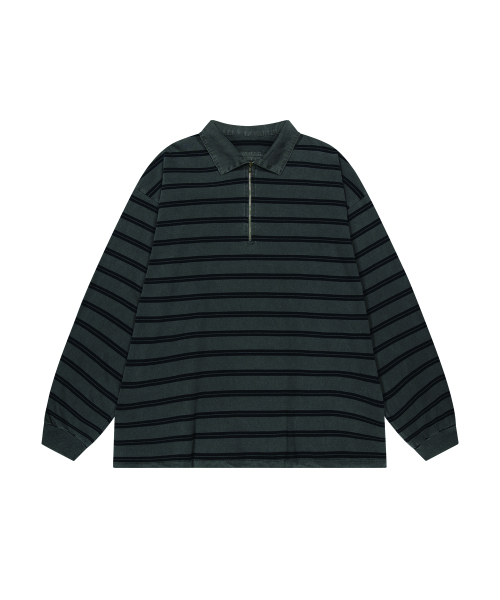 ENDOOR(エンドア)の「Vtg zip-up stripe polo shirt (vtg navy)(ポロシャツ・メンズ・その他・1/2)」の2枚目の写真