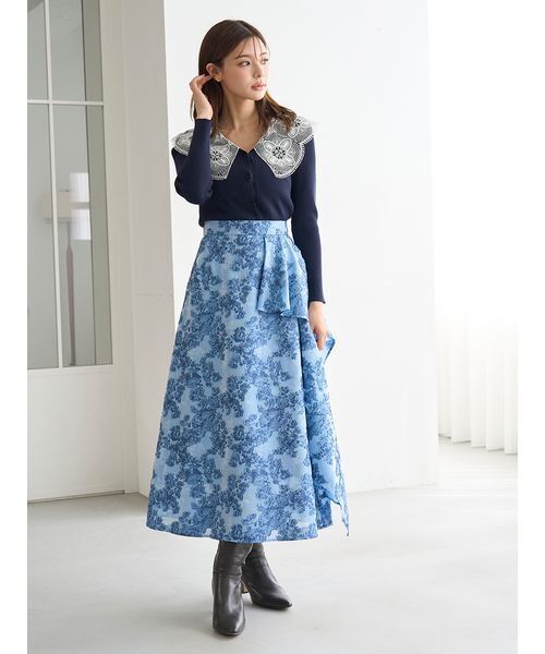 SNIDEL(スナイデル)の「フラワーカットジャガードスカート(スカート・レディース・イエロー/ライトブルー/アイボリー・0/1)」の11枚目の写真
