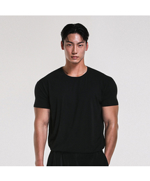 RVD（アールブイディー）の「Tencel Modal Wide Plain Muscle Fit Short Sleeve T-shirt (Black)（Tシャツ/カットソー・メンズ）」