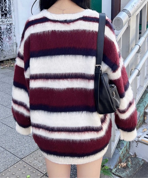 INGNI(イング)の「マルチボーダーシャギーチュニックニット(ニット/セーター・レディース・アイボリー/ネイビー・M)」の7枚目の写真