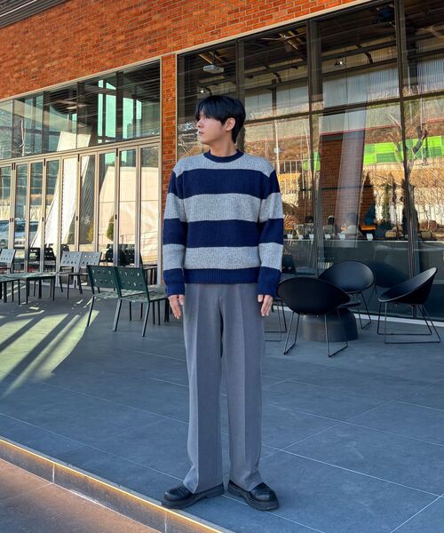 POKER FACE（ポーカーフェイス）の「BLOCK ROUND NECK KINT GREY/NAVY（ニット/セーター・メンズ・ライトグレー・46/48/50）」の11枚目の写真