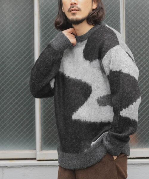 セール】モヘヤタッチカモフラリラックスニット（ニット/セーター