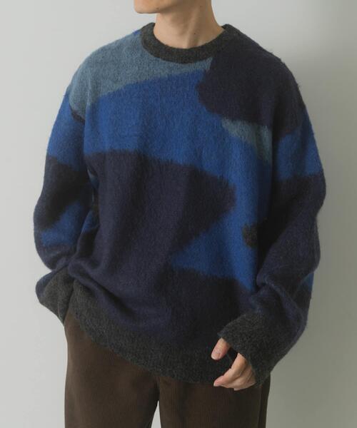 ITEMS URBANRESEARCH（アイテムズ アーバンリサーチ）の「モヘヤタッチカモフラリラックスニット（ニット/セーター・メンズ・ブルー/ブラック/グリーン・LARGE/MEDIUM）」の19枚目の写真