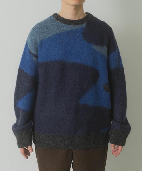 ITEMS URBANRESEARCH（アイテムズ アーバンリサーチ）の「モヘヤタッチカモフラリラックスニット（ニット/セーター・メンズ・ブルー/ブラック/グリーン・LARGE/MEDIUM）」の16枚目の写真