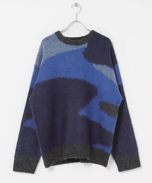 ITEMS URBANRESEARCH（アイテムズ アーバンリサーチ）の「モヘヤタッチカモフラリラックスニット（ニット/セーター・メンズ・ブルー/ブラック/グリーン・LARGE/MEDIUM）」の13枚目の写真