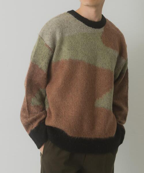 ITEMS URBANRESEARCH（アイテムズ アーバンリサーチ）の「モヘヤタッチカモフラリラックスニット（ニット/セーター・メンズ・ブルー/ブラック/グリーン・LARGE/MEDIUM）」の7枚目の写真