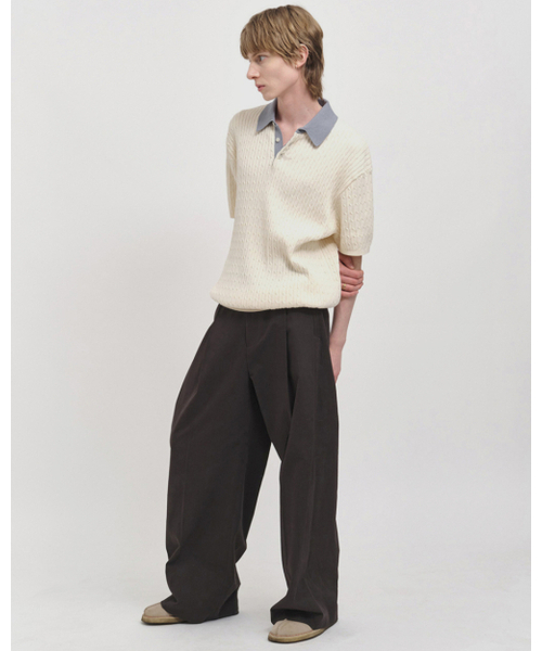 POKER FACE（ポーカーフェイス）の「CABLE RUGBY HALF SLEEVE KNIT IVORY/SODA（ポロシャツ・メンズ・その他・46/48）」の3枚目の写真