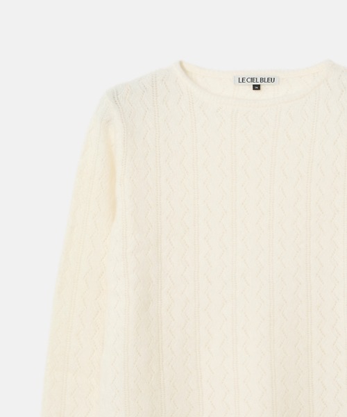 LE CIEL BLEU(ルシェルブルー)の「レースニットAラインセーター / Lace Knit A-line Sweater(ニット/セーター・レディース・ブラウン/ネイビー/ホワイト・36)」の4枚目の写真