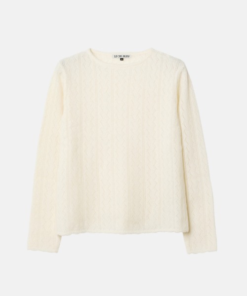LE CIEL BLEU(ルシェルブルー)の「レースニットAラインセーター / Lace Knit A-line Sweater(ニット/セーター・レディース・ブラウン/ネイビー/ホワイト・36)」の20枚目の写真
