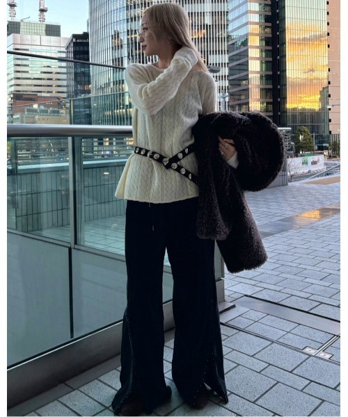 LE CIEL BLEU(ルシェルブルー)の「レースニットAラインセーター / Lace Knit A-line Sweater(ニット/セーター・レディース・ブラウン/ネイビー/ホワイト・36)」の17枚目の写真