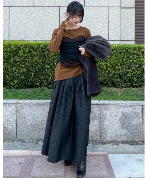 LE CIEL BLEU(ルシェルブルー)の「レースニットAラインセーター / Lace Knit A-line Sweater(ニット/セーター・レディース・ブラウン/ネイビー/ホワイト・36)」の18枚目の写真