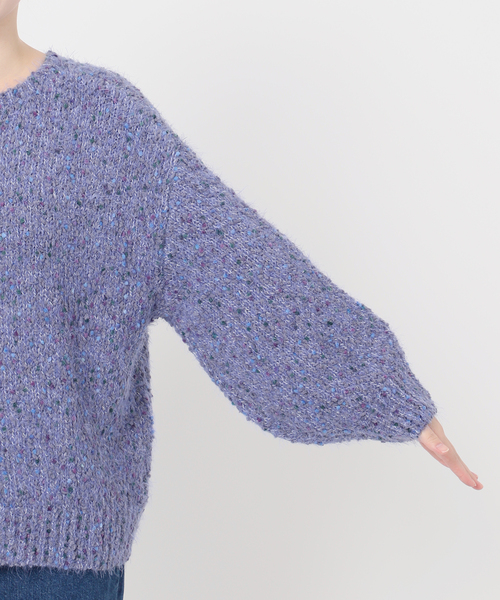 B.C STOCK（ベーセーストック）の「《追加9》手洗い可 / ポコポコヤーンミックス2WAYカーディガン（ニット/セーター・レディース・チャコールグレー/アイボリー/レッド/ブラウン/ラベンダー・FREE）」の6枚目の写真