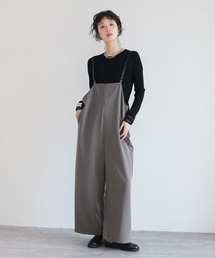 Yeoun（ヨウン）の「ストライプワイドサロペット（サロペット/オーバーオール）」