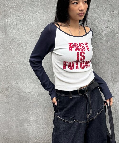 WHO'S WHO gallery(フーズフーギャラリー)の「STAR STUDS RAGLAN LOG TOPS(Tシャツ/カットソー・レディース・グレー/ブラック/カーキ/ネイビー・FREE)」の18枚目の写真