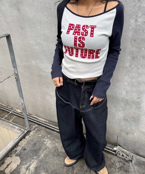 WHO'S WHO gallery(フーズフーギャラリー)の「STAR STUDS RAGLAN LOG TOPS(Tシャツ/カットソー・レディース・グレー/ブラック/カーキ/ネイビー・FREE)」の19枚目の写真