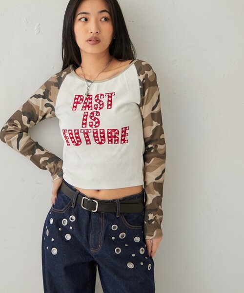 WHO'S WHO gallery(フーズフーギャラリー)の「STAR STUDS RAGLAN LOG TOPS(Tシャツ/カットソー・レディース・グレー/ブラック/カーキ/ネイビー・FREE)」の22枚目の写真