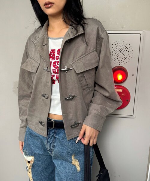 WHO'S WHO gallery（フーズフーギャラリー）の「スタースタッズラグランロゴトップス（Tシャツ/カットソー・レディース・グレー/ブラック/カーキ/ネイビー・FREE）」の20枚目の写真