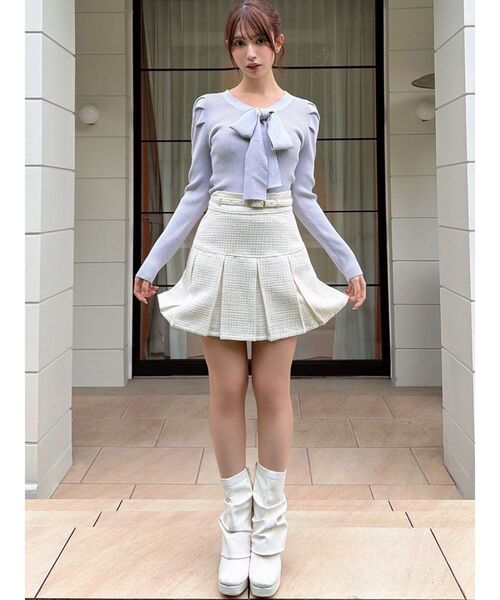 RESEXXY（リゼクシー）の「ボウタイニットトップス（ニット/セーター・レディース・ラベンダー/ホワイト/ブラック・FREE）」の22枚目の写真