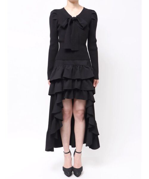 RESEXXY（リゼクシー）の「ボウタイニットトップス（ニット/セーター・レディース・ラベンダー/ホワイト/ブラック・FREE）」の5枚目の写真