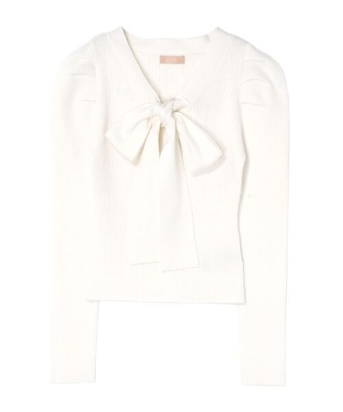 RESEXXY（リゼクシー）の「ボウタイニットトップス（ニット/セーター・レディース・ラベンダー/ホワイト/ブラック・FREE）」の9枚目の写真