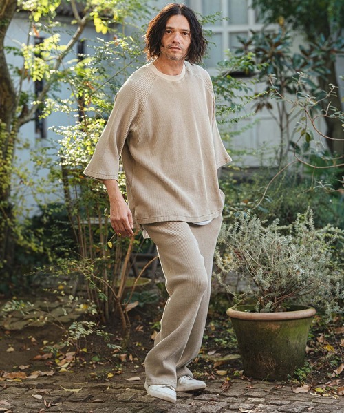 CAMBIO(カンビオ)の「mt10154- Snow Wash Big Waffle Raglan Short Sleeve Tee スノーウォッシュビックワッフルTシャツ(CMP-261-004)(Tシャツ/カットソー・メンズ・ネイビー/グレイッシュベージュ/ブラック・L/M/S)」の10枚目の写真