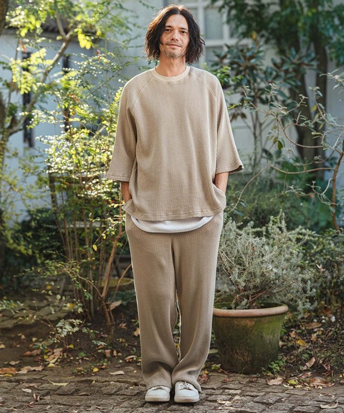 CAMBIO(カンビオ)の「mt10154- Snow Wash Big Waffle Raglan Short Sleeve Tee スノーウォッシュビックワッフルTシャツ(CMP-261-004)(Tシャツ/カットソー・メンズ・ネイビー/グレイッシュベージュ/ブラック・L/M/S)」の11枚目の写真