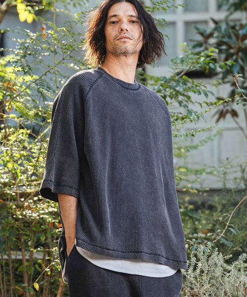 CAMBIO(カンビオ)の「mt10154- Snow Wash Big Waffle Raglan Short Sleeve Tee スノーウォッシュビックワッフルTシャツ(CMP-261-004)(Tシャツ/カットソー・メンズ・ネイビー/グレイッシュベージュ/ブラック・L/M/S)」の13枚目の写真