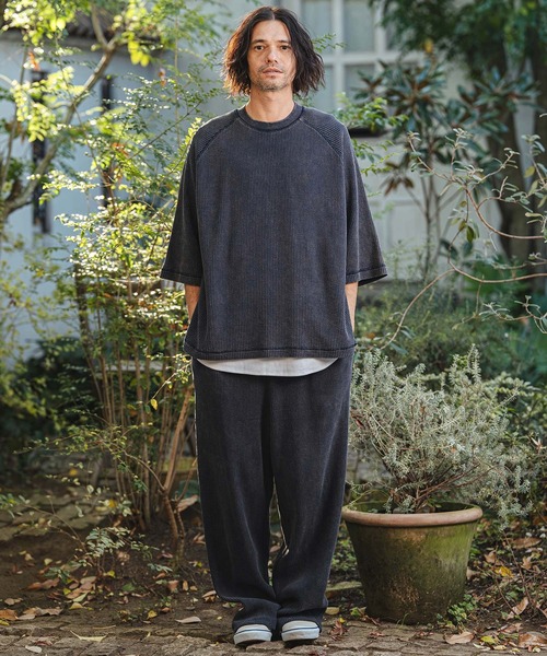 CAMBIO(カンビオ)の「mt10154- Snow Wash Big Waffle Raglan Short Sleeve Tee スノーウォッシュビックワッフルTシャツ(CMP-261-004)(Tシャツ/カットソー・メンズ・ネイビー/グレイッシュベージュ/ブラック・L/M/S)」の15枚目の写真
