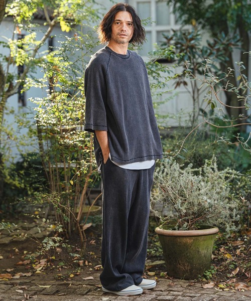 CAMBIO(カンビオ)の「mt10154- Snow Wash Big Waffle Raglan Short Sleeve Tee スノーウォッシュビックワッフルTシャツ(CMP-261-004)(Tシャツ/カットソー・メンズ・ネイビー/グレイッシュベージュ/ブラック・L/M/S)」の16枚目の写真