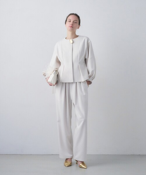 cloenc（クロエンス）の「【セットアップ／マシンウォッシュ】ツイルイージータックパンツ（その他パンツ・レディース・ブラック/ネイビー/オフホワイト・01/02/03）」の4枚目の写真