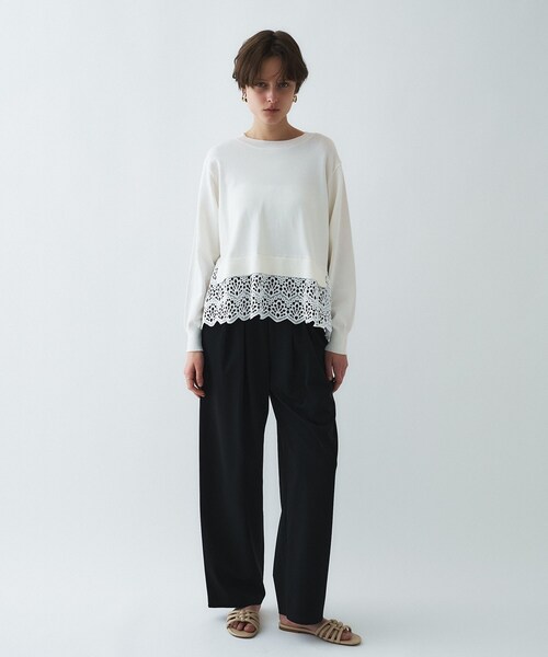 cloenc（クロエンス）の「【セットアップ／マシンウォッシュ】ツイルイージータックパンツ（その他パンツ・レディース・ブラック/ネイビー/オフホワイト・01/02/03）」の5枚目の写真