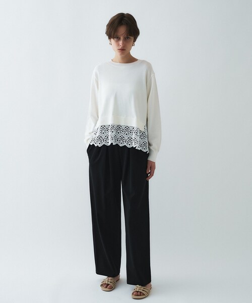 cloenc（クロエンス）の「【セットアップ／マシンウォッシュ】ツイルイージータックパンツ（その他パンツ・レディース・ブラック/ネイビー/オフホワイト・01/02/03）」の6枚目の写真