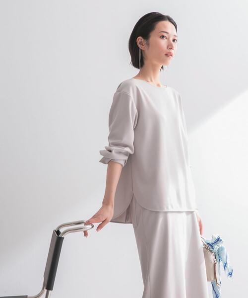 URBAN RESEARCH ROSSO WOMEN（アーバンリサーチ　ロッソ）の「ストレッチジョーゼットブラウス（シャツ/ブラウス・レディース・ホワイト/グレー系その他/ネイビー・FREE）」の3枚目の写真