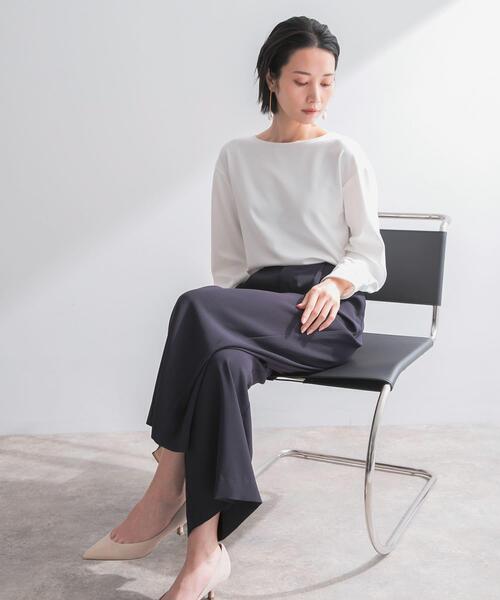 URBAN RESEARCH ROSSO WOMEN（アーバンリサーチ　ロッソ）の「ストレッチジョーゼットブラウス（シャツ/ブラウス・レディース・ホワイト/グレー系その他/ネイビー・FREE）」の5枚目の写真