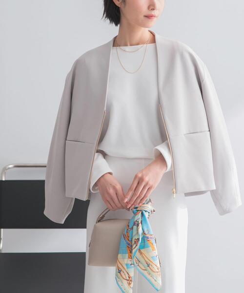 URBAN RESEARCH ROSSO WOMEN（アーバンリサーチ　ロッソ）の「ストレッチジョーゼットブラウス（シャツ/ブラウス・レディース・ホワイト/グレー系その他/ネイビー・FREE）」の15枚目の写真