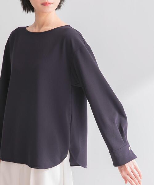 URBAN RESEARCH ROSSO WOMEN（アーバンリサーチ　ロッソ）の「ストレッチジョーゼットブラウス（シャツ/ブラウス・レディース・ホワイト/グレー系その他/ネイビー・FREE）」の4枚目の写真