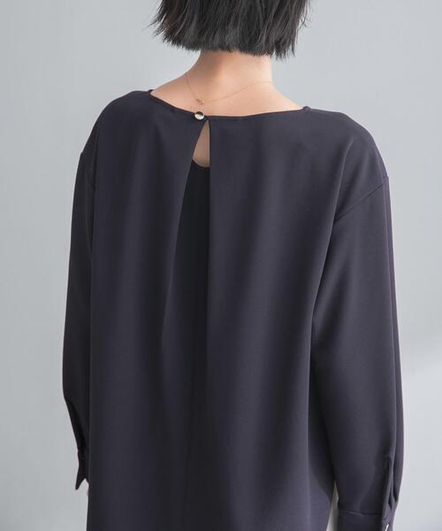 URBAN RESEARCH ROSSO WOMEN（アーバンリサーチ　ロッソ）の「ストレッチジョーゼットブラウス（シャツ/ブラウス・レディース・ホワイト/グレー系その他/ネイビー・FREE）」の5枚目の写真