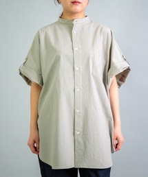 [Yarmo] Vintage Finish Cotton Roll Up Sleeve Boxy Shirts