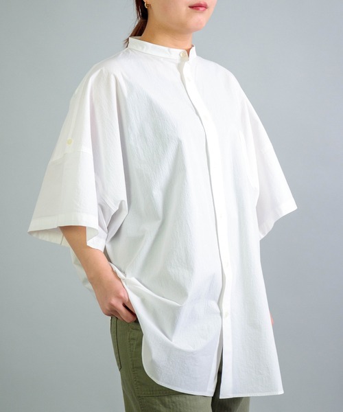 Yarmo（ヤーモ）の「[Yarmo] Vintage Finish Cotton Roll Up Sleeve Boxy Shirts（シャツ/ブラウス・レディース・ホワイト/グレー・FREE）」の7枚目の写真