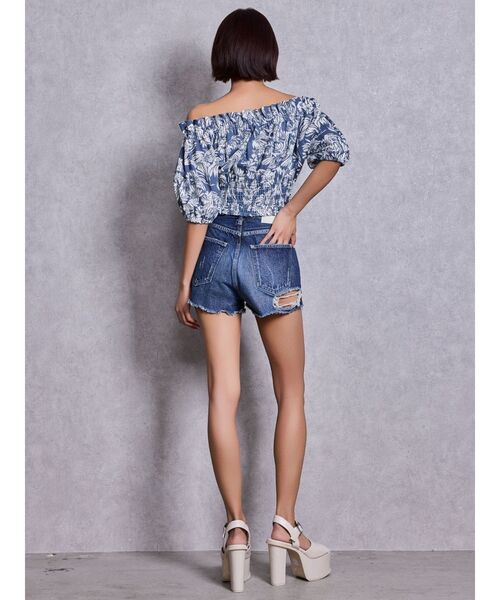 GYDA(ジェイダ)の「ハイウエストBACK RIPPEDデニムショートパンツ(デニムパンツ・レディース・ブラック/ブルー/インディゴブルー・LARGE/MEDIUM/SMALL/X-SMALL)」の6枚目の写真