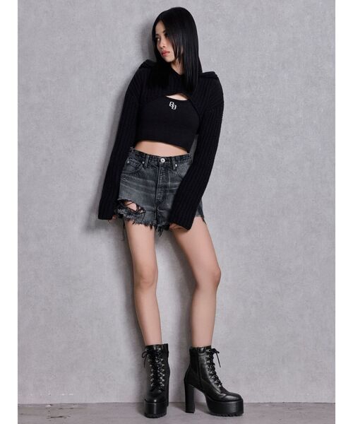 GYDA(ジェイダ)の「ハイウエストBACK RIPPEDデニムショートパンツ(デニムパンツ・レディース・ブラック/ブルー/インディゴブルー・LARGE/MEDIUM/SMALL/X-SMALL)」の22枚目の写真