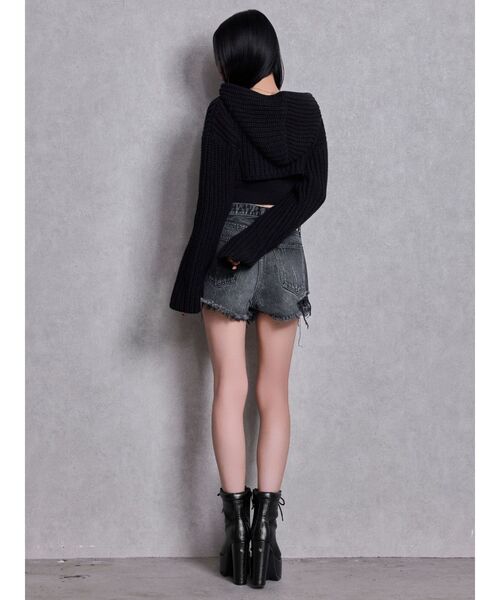 GYDA(ジェイダ)の「ハイウエストBACK RIPPEDデニムショートパンツ(デニムパンツ・レディース・ブラック/ブルー/インディゴブルー・LARGE/MEDIUM/SMALL/X-SMALL)」の21枚目の写真