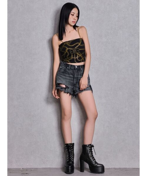 GYDA(ジェイダ)の「ハイウエストBACK RIPPEDデニムショートパンツ(デニムパンツ・レディース・ブラック/ブルー/インディゴブルー・LARGE/MEDIUM/SMALL/X-SMALL)」の18枚目の写真