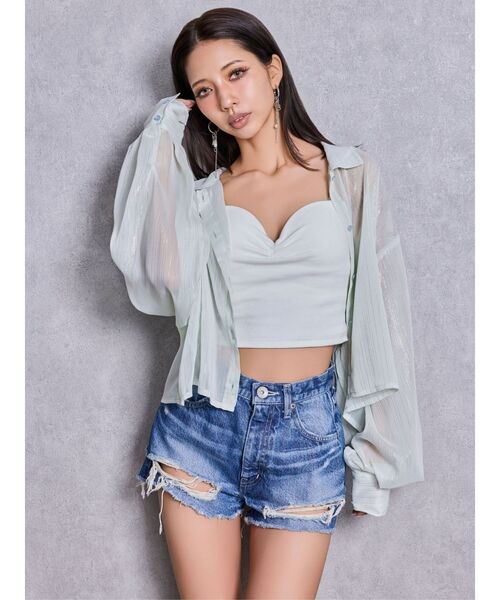 GYDA(ジェイダ)の「ハイウエストBACK RIPPEDデニムショートパンツ(デニムパンツ・レディース・ブラック/ブルー/インディゴブルー・LARGE/MEDIUM/SMALL/X-SMALL)」の14枚目の写真