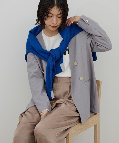 AMERICAN HOLIC(アメリカンホリック)の「【イージーケア】ノーカラージャケット(テーラードジャケット・レディース・杢グレー/ブラック・L/M)」の1枚目の写真